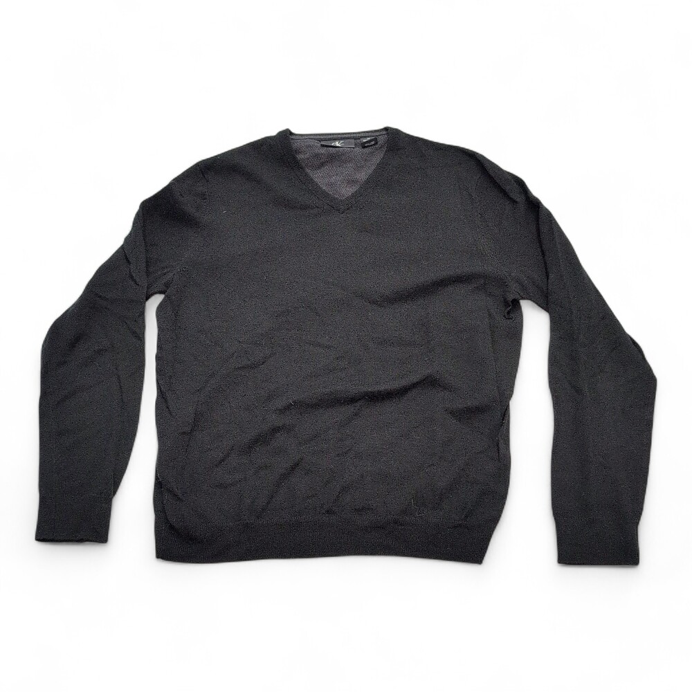 Calvin Klein Men's Black V-Neck Sweater Medium